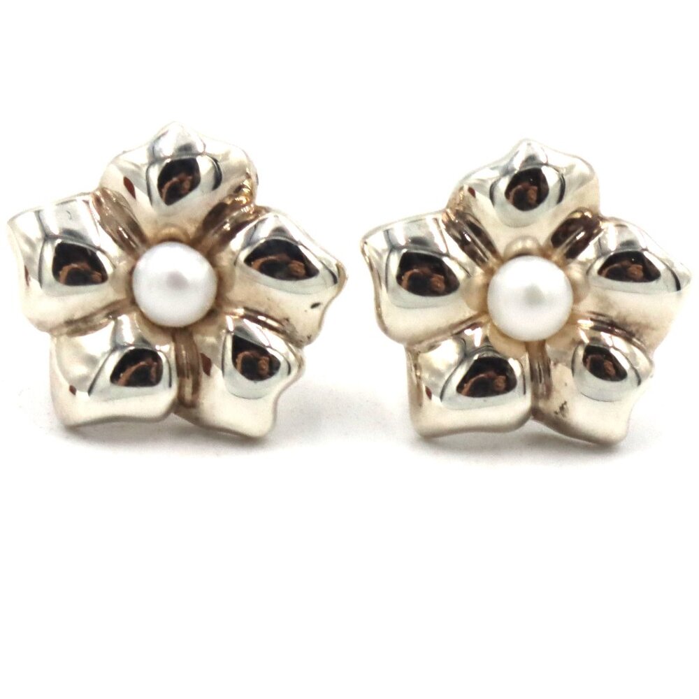 Tiffany & co pearl dogwood earrings